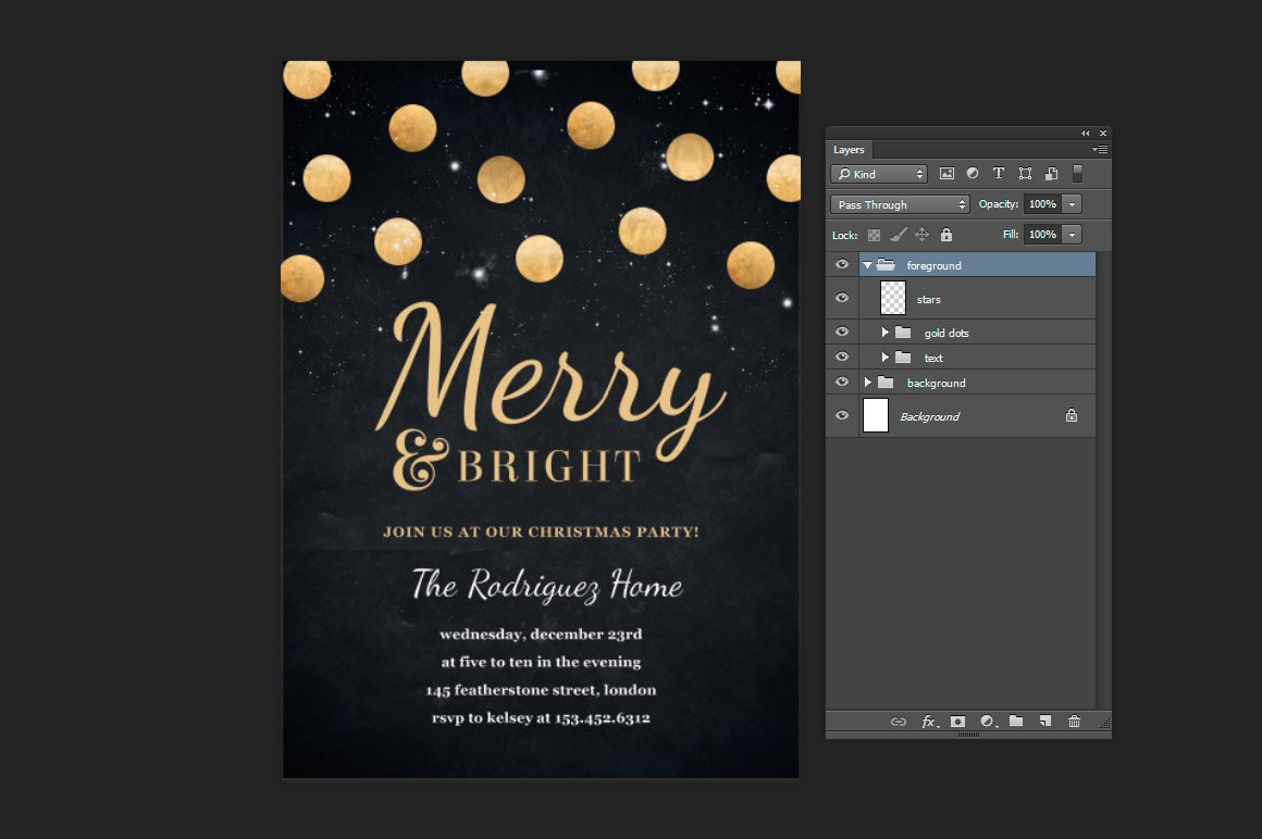 Holiday Party Invite - Gold Confetti preview image.