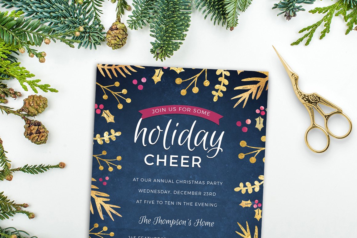 gold foil holiday party invite 2 49