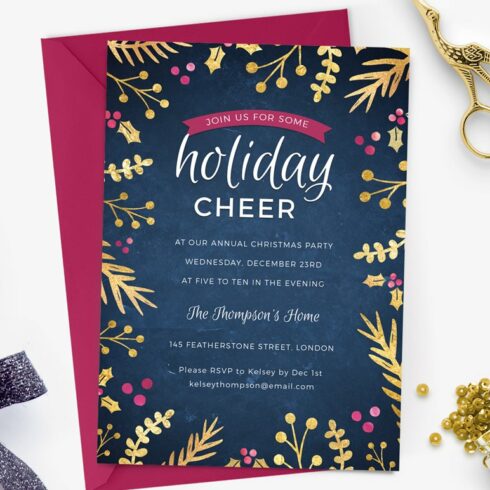 Holiday Party Invite - Foil Foliage cover image.