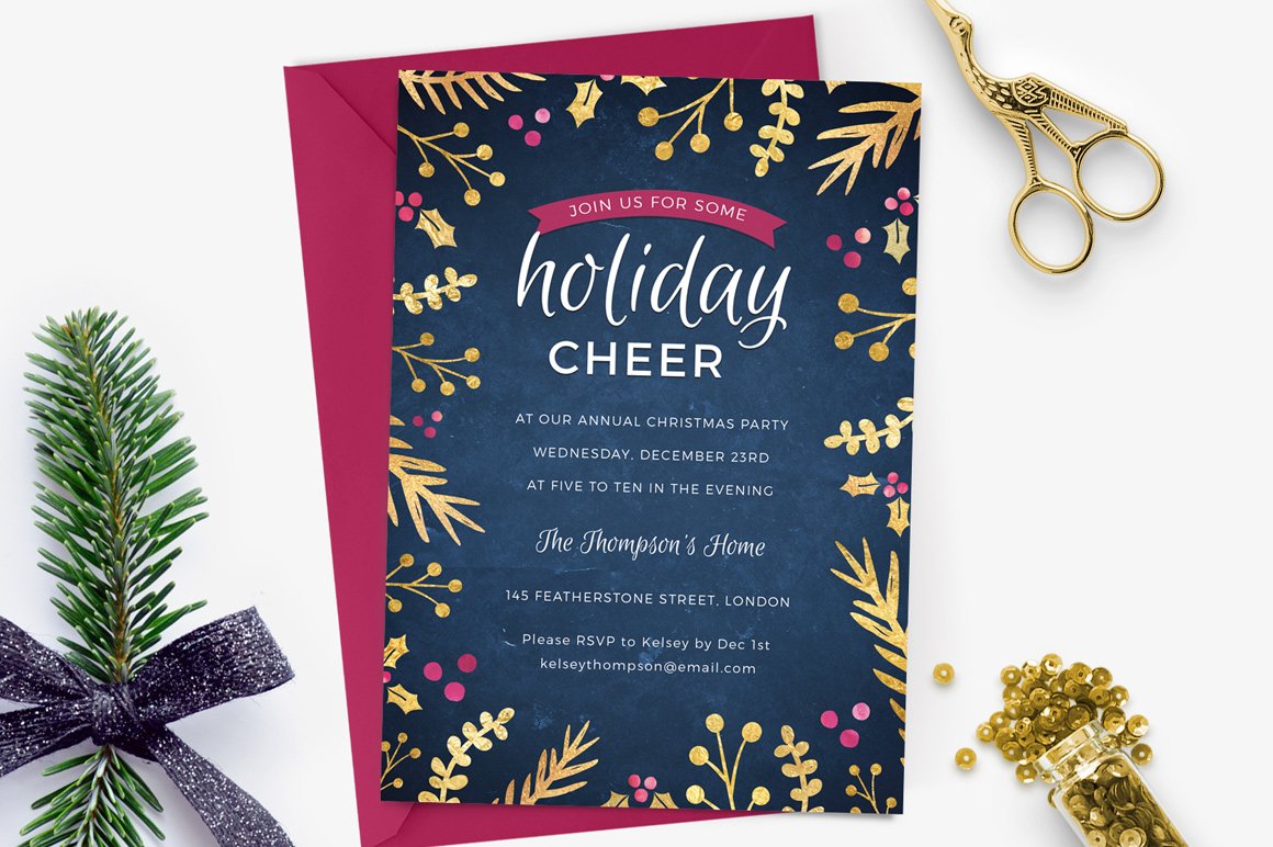Holiday Party Invite - Foil Foliage cover image.
