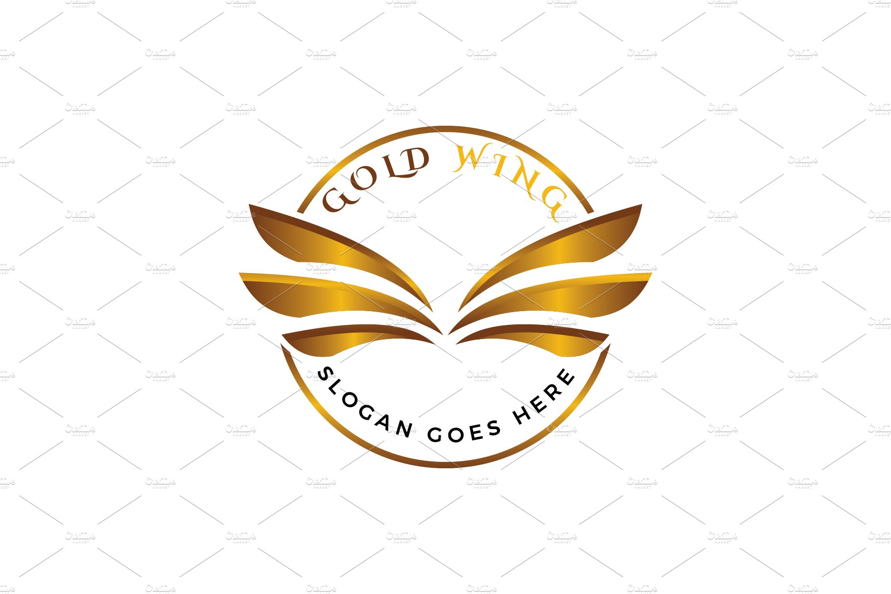 Gold Wings Logo Template preview image.