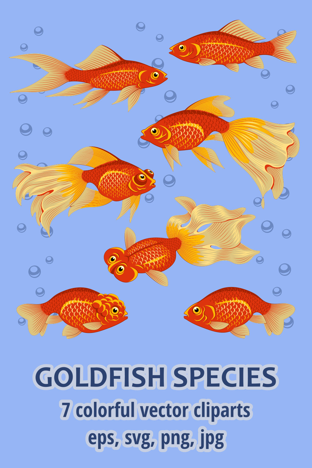 Goldfish Species Set SVG pinterest preview image.