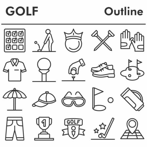 Set, golf icons set cover image.