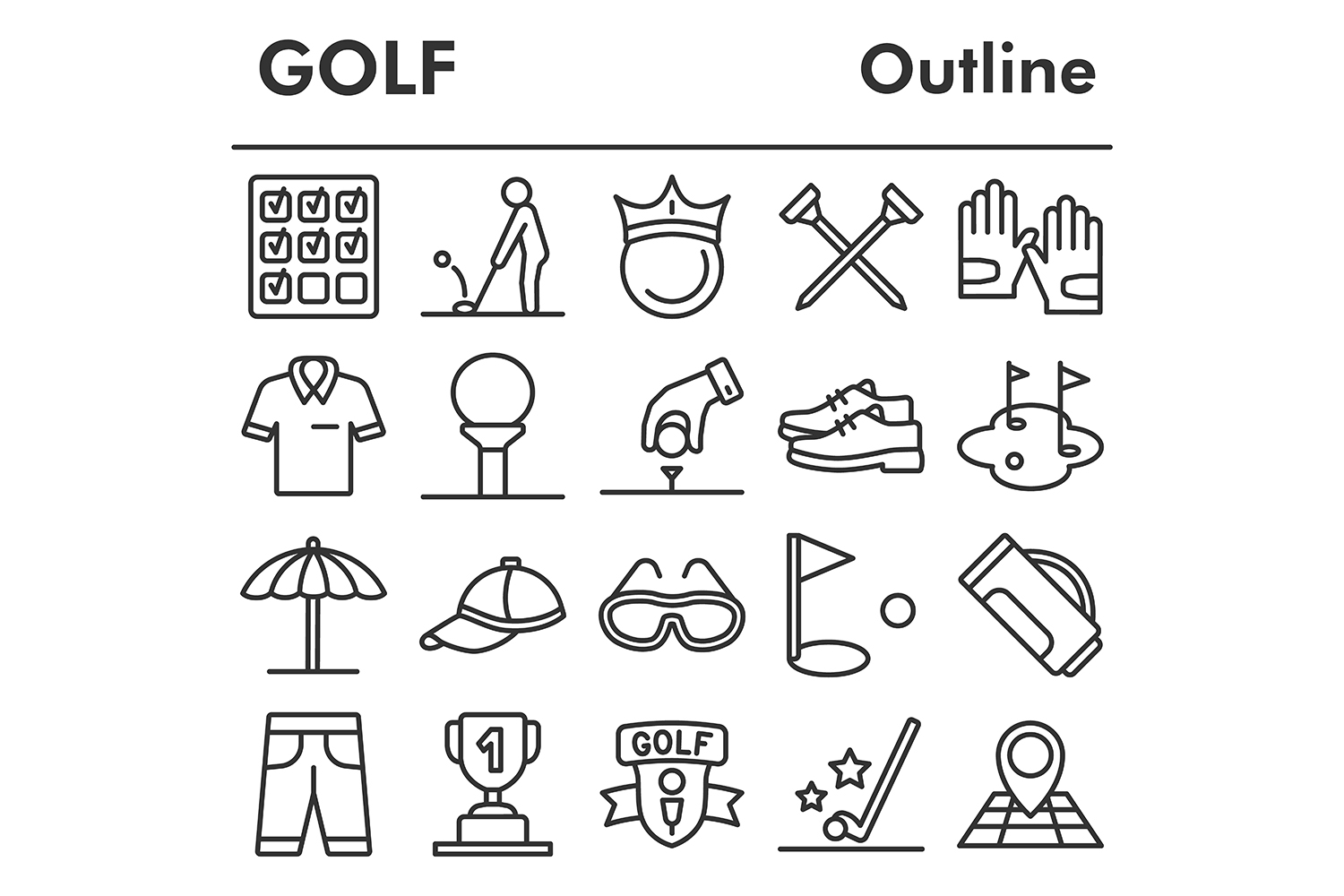 Set, golf icons set pinterest preview image.