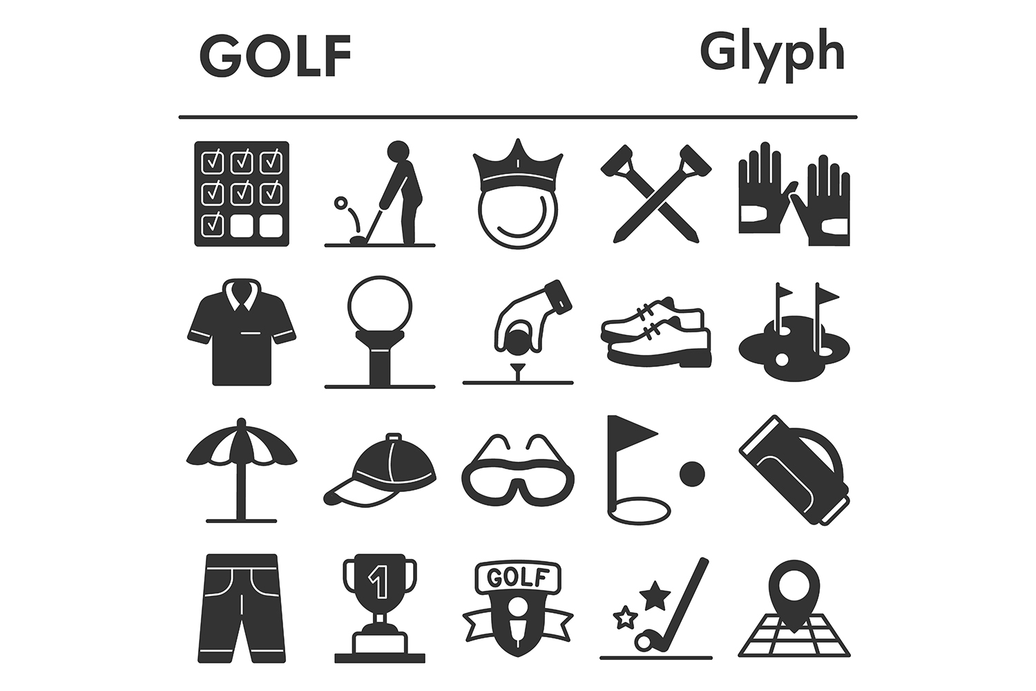 Set, golf icons set_1 pinterest preview image.