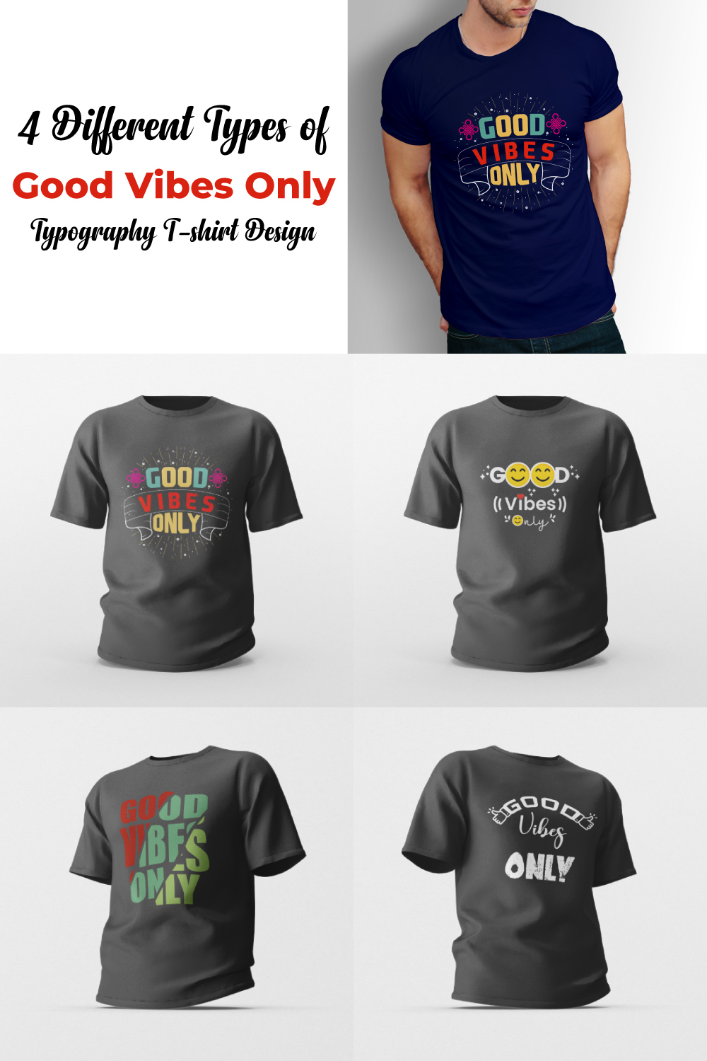Good Vibes Only T-shirt Design pinterest preview image.