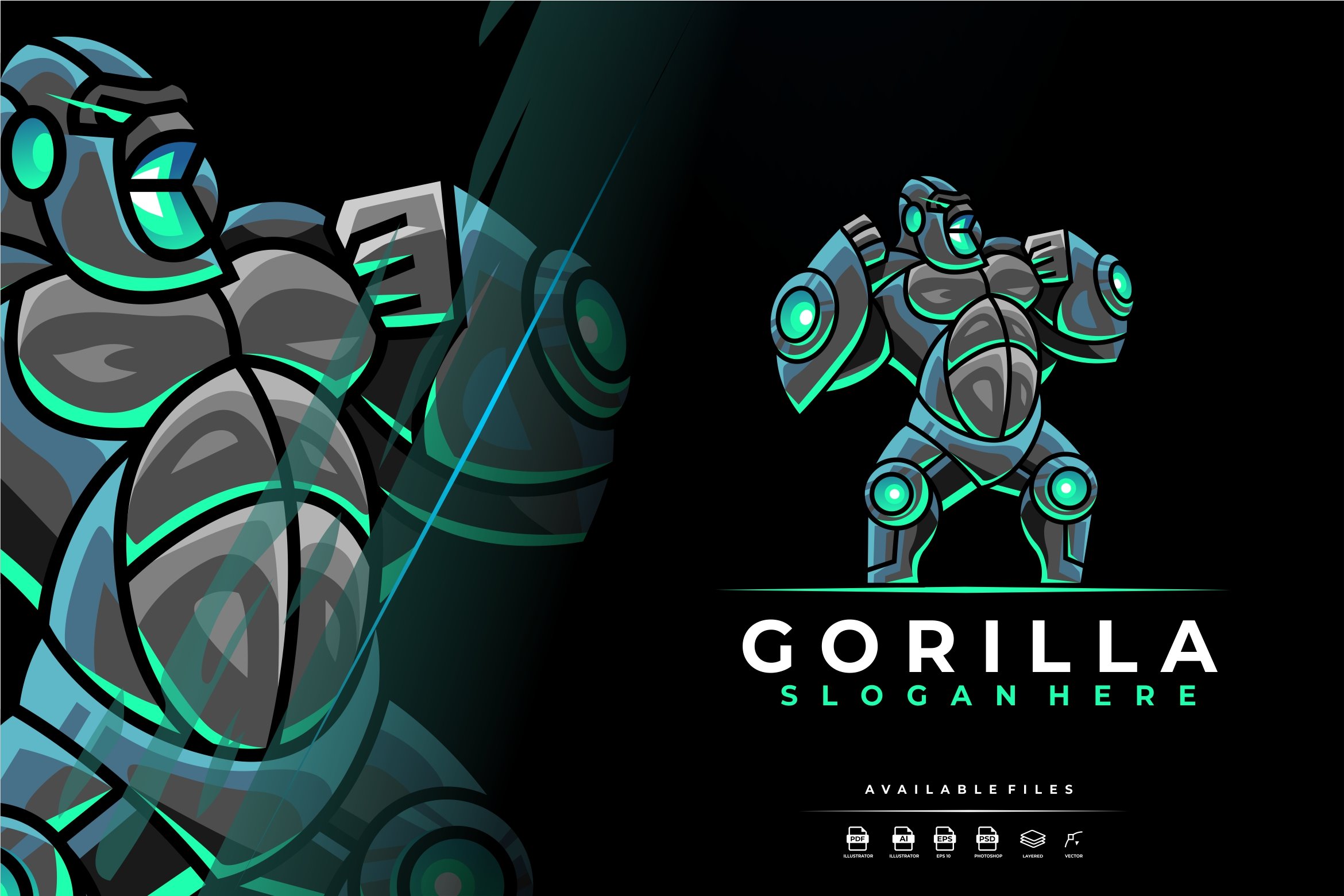 Unique Robotic Gorilla Mascot Logo cover image.