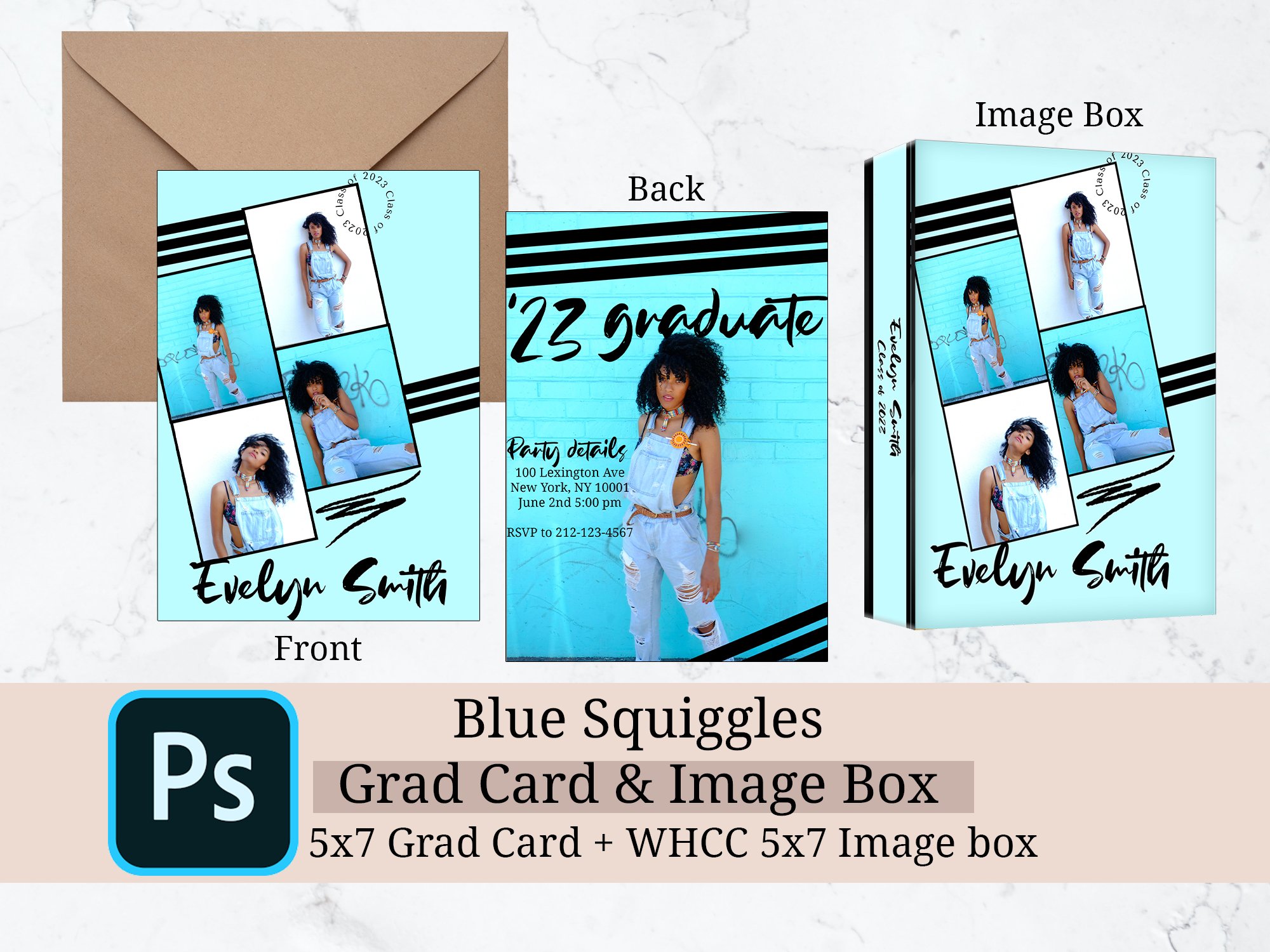 Modern Photoshop Grad Card Bundle preview image.