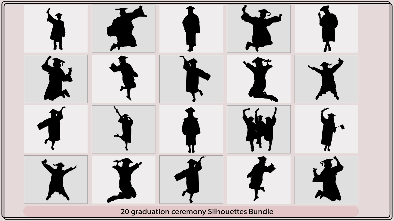 Collection of silhouettes of people in various poses.