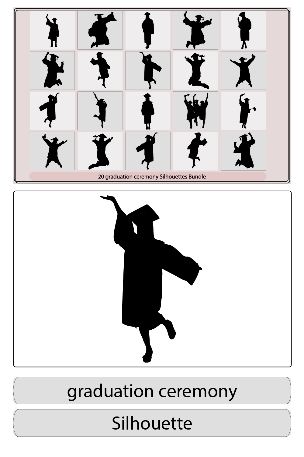 Graduation,Graduate silhouettes vector,Graduate students in academic square cap,Happy graduate students,Graduated at university, college pinterest preview image.