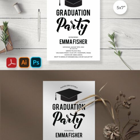 Graduation Party Invitation Card cover image.
