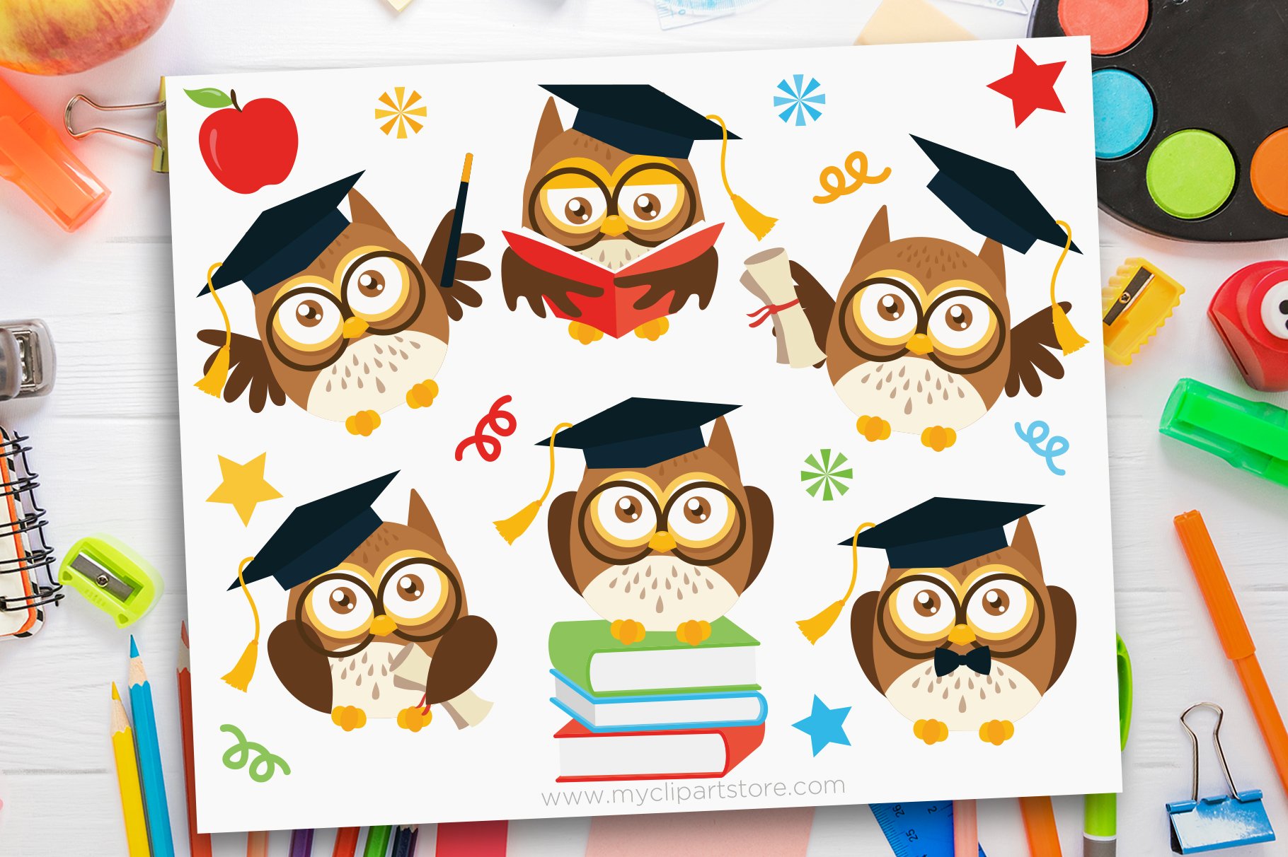 Graduation Owls Clipart cover image.