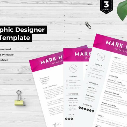 Graphic Designer CV Template cover image.