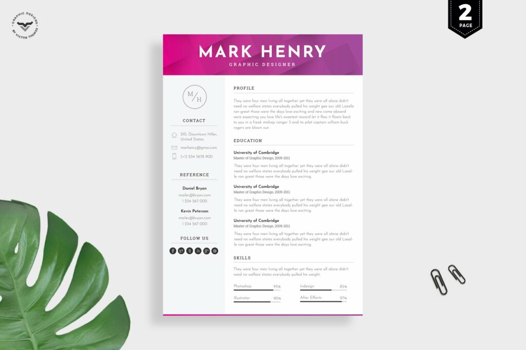 Graphic Designer CV Template – MasterBundles