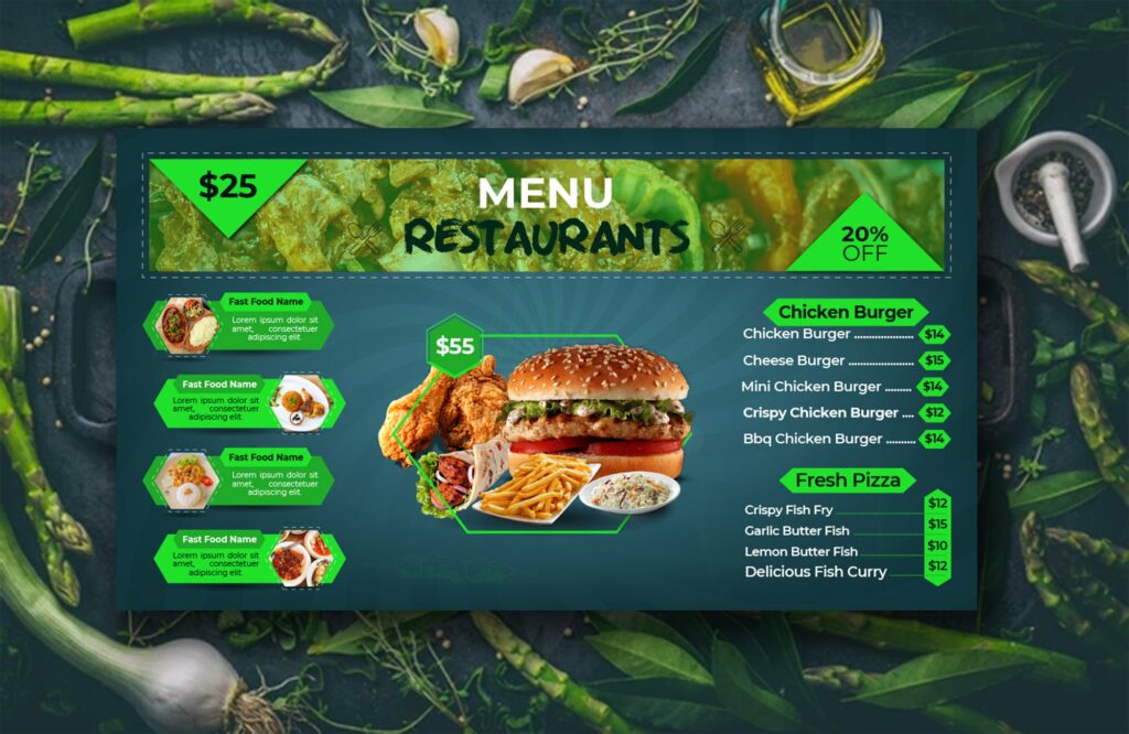 Digital Food Menu Design Template MasterBundles