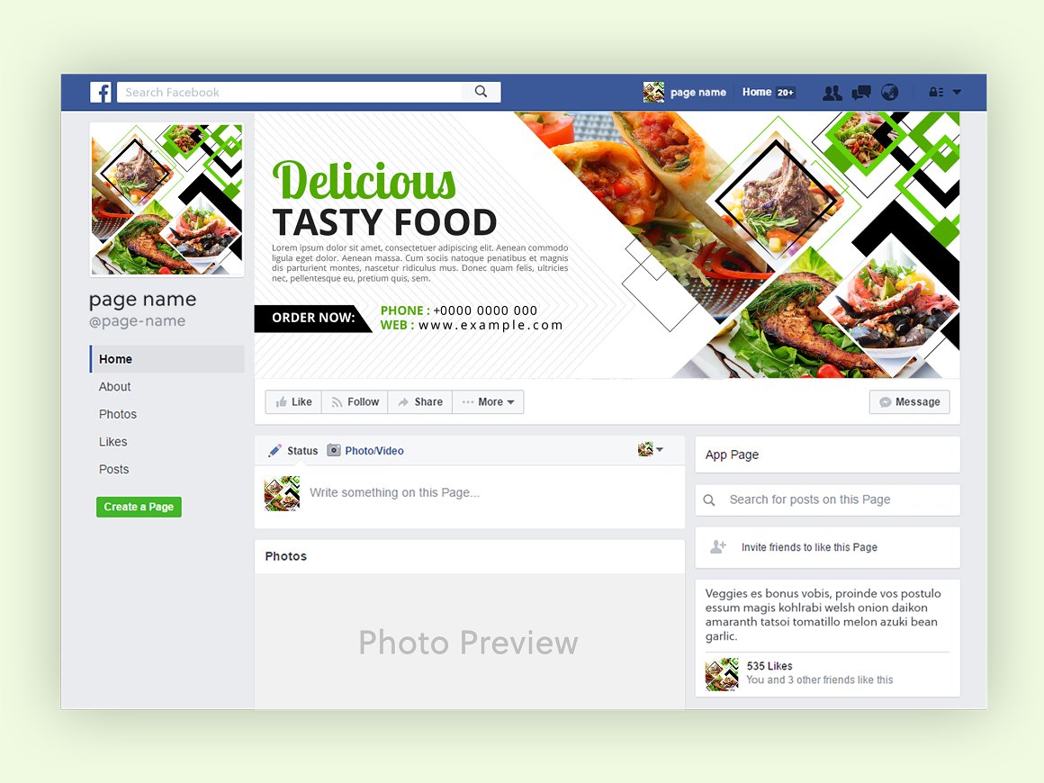 The facebook page for delicious tasty food.
