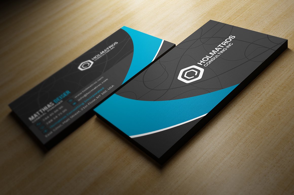 Modern Grey Business Card preview image.