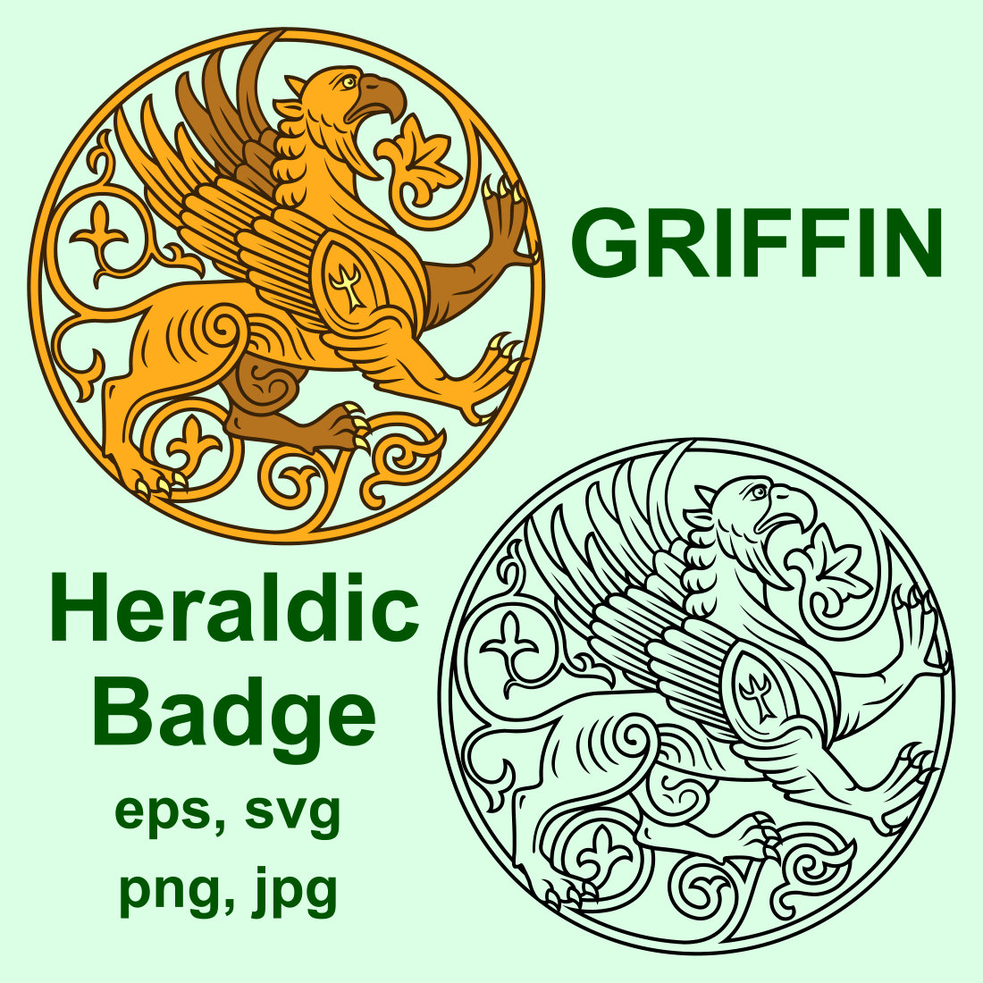 Griffin, Heraldry Clipart SVG cover image.
