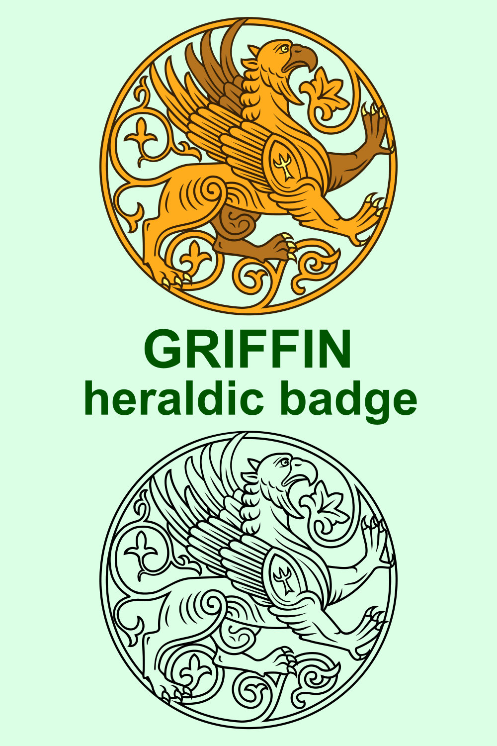 Griffin, Heraldry Clipart SVG pinterest preview image.