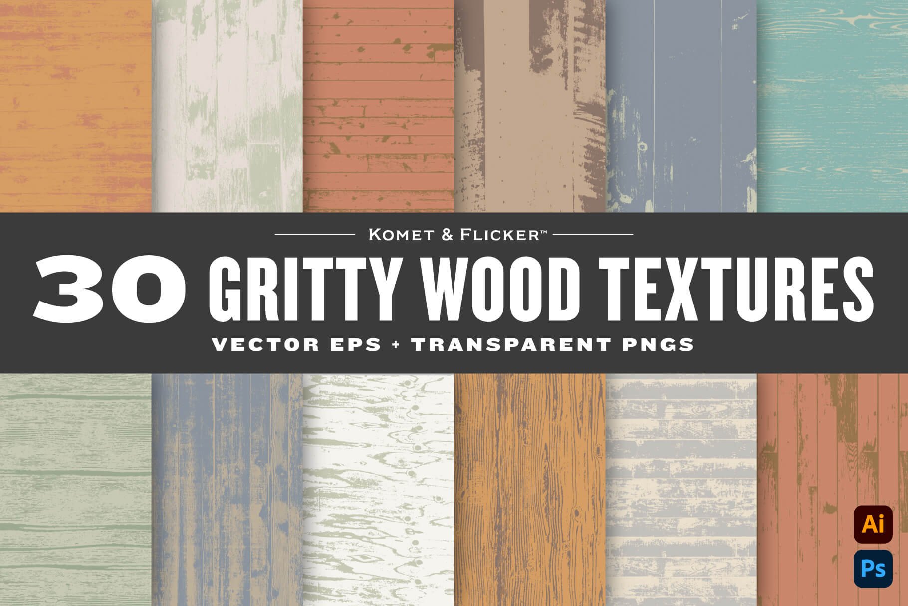 30 Gritty Wood Background Textures cover image.