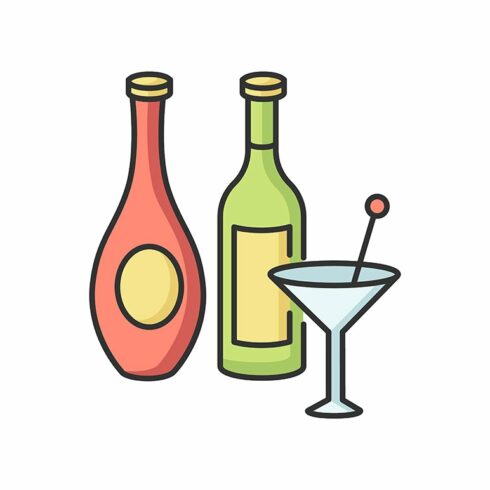 Wine and spirits RGB color icon cover image.