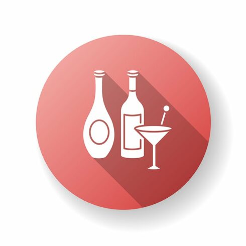 Wine and spirits red glyph icon cover image.