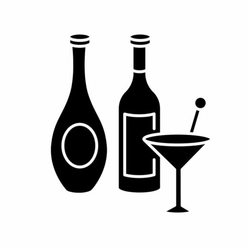 Wine and spirits black glyph icon cover image.