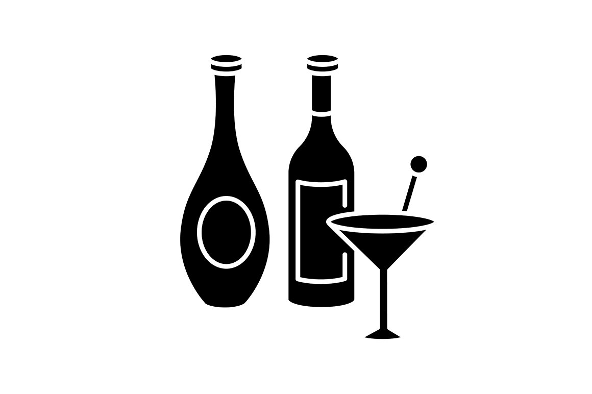Wine and spirits black glyph icon cover image.