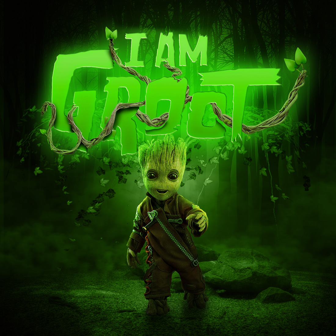 Groot photo manipulation preview image.