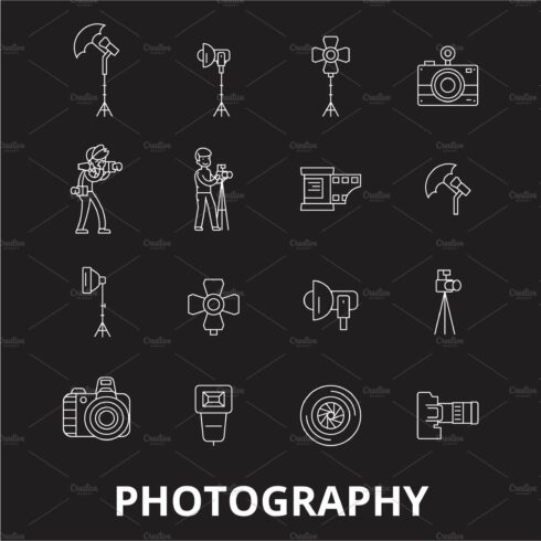 Photography editable line icons cover image.