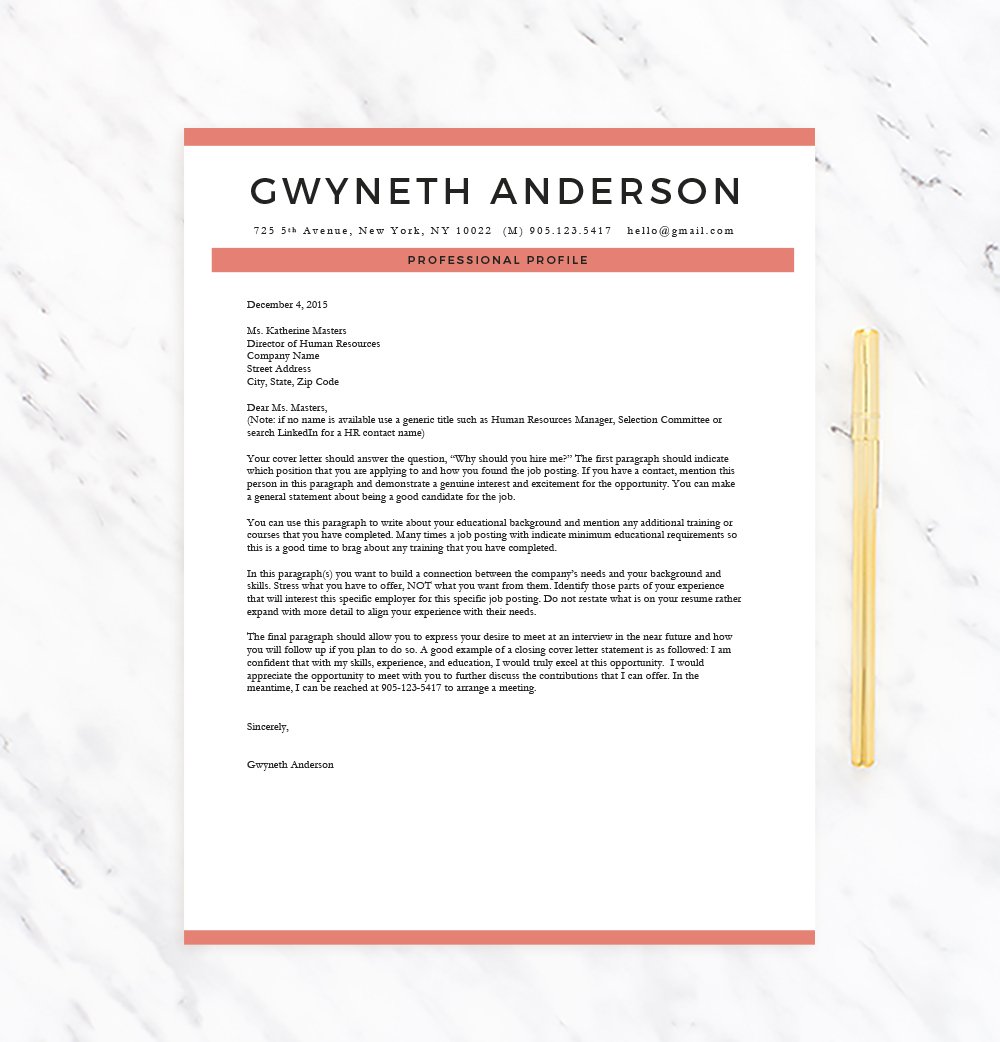 Resume Template "Gwyneth" preview image.