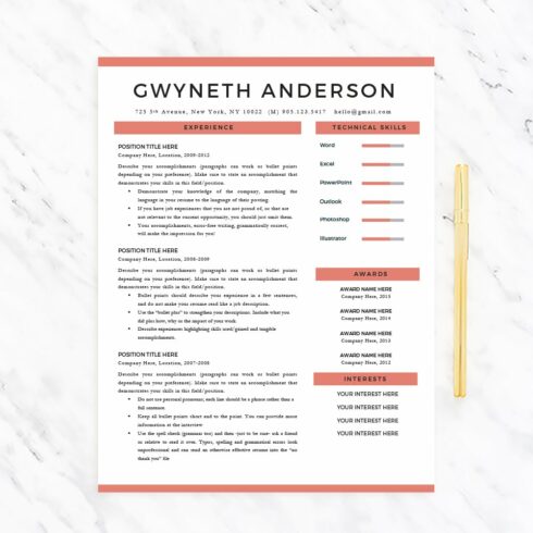 Resume Template "Gwyneth" cover image.