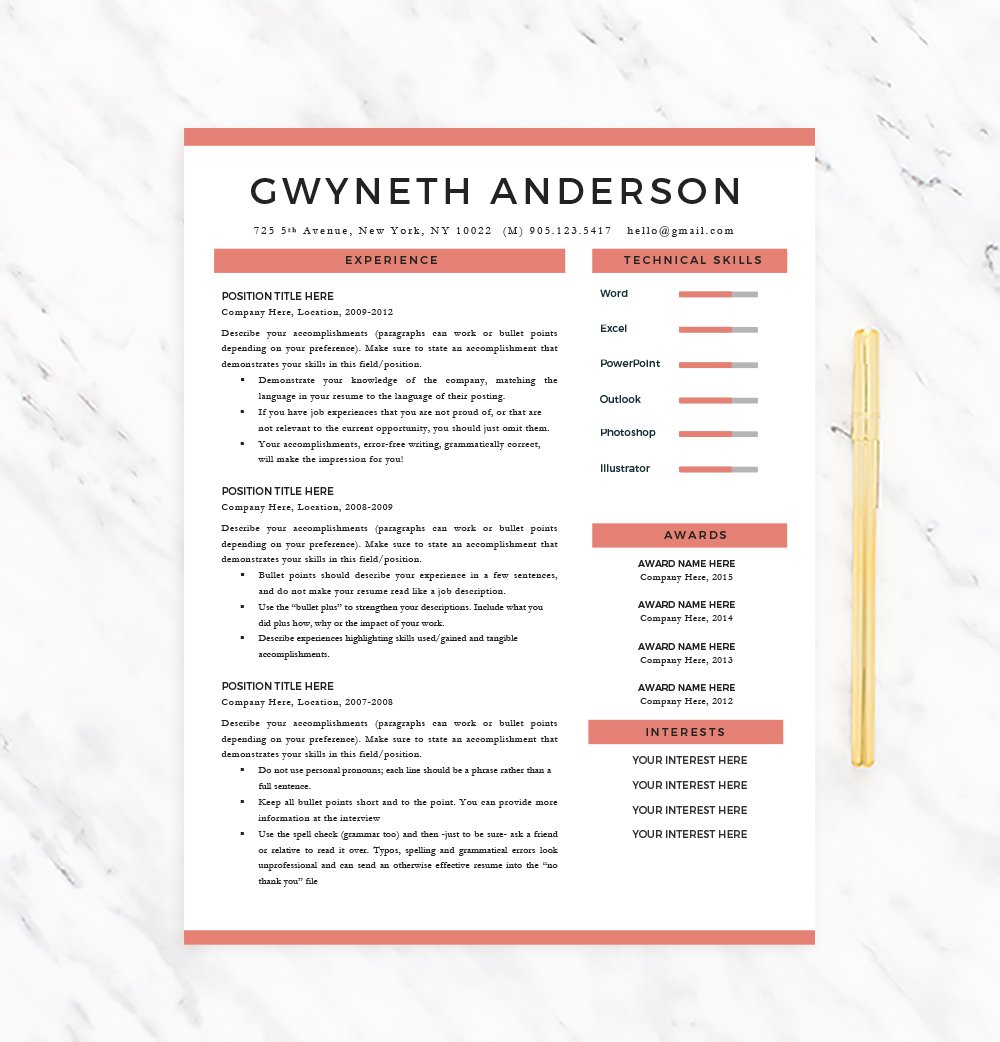 Resume Template "Gwyneth" cover image.