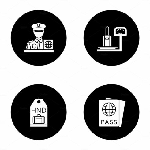 Airport service glyph icons set cover image.