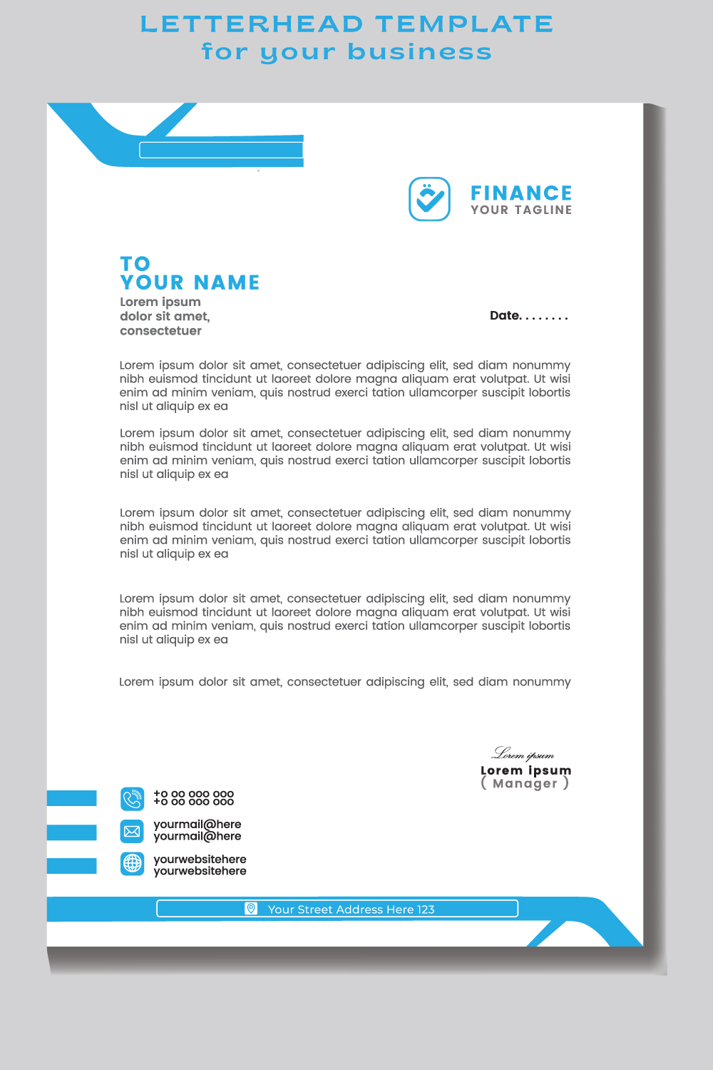 Letterhead template design for your business pinterest preview image.