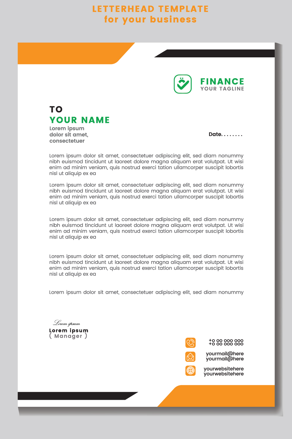 A4 size Letterhead design for your business Flyer Design Template stock illustration pinterest preview image.