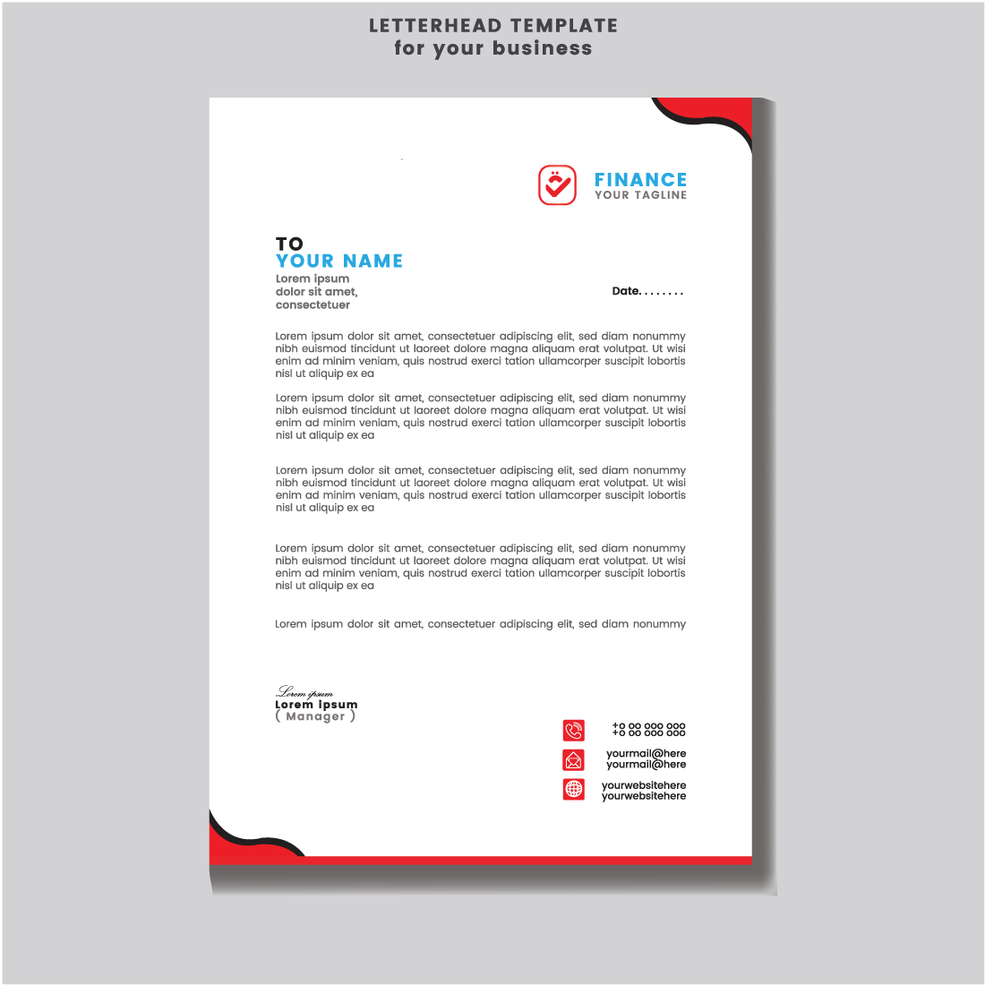 A4 size Letterhead design for your business Flyer Design Template stock illustration cover image.