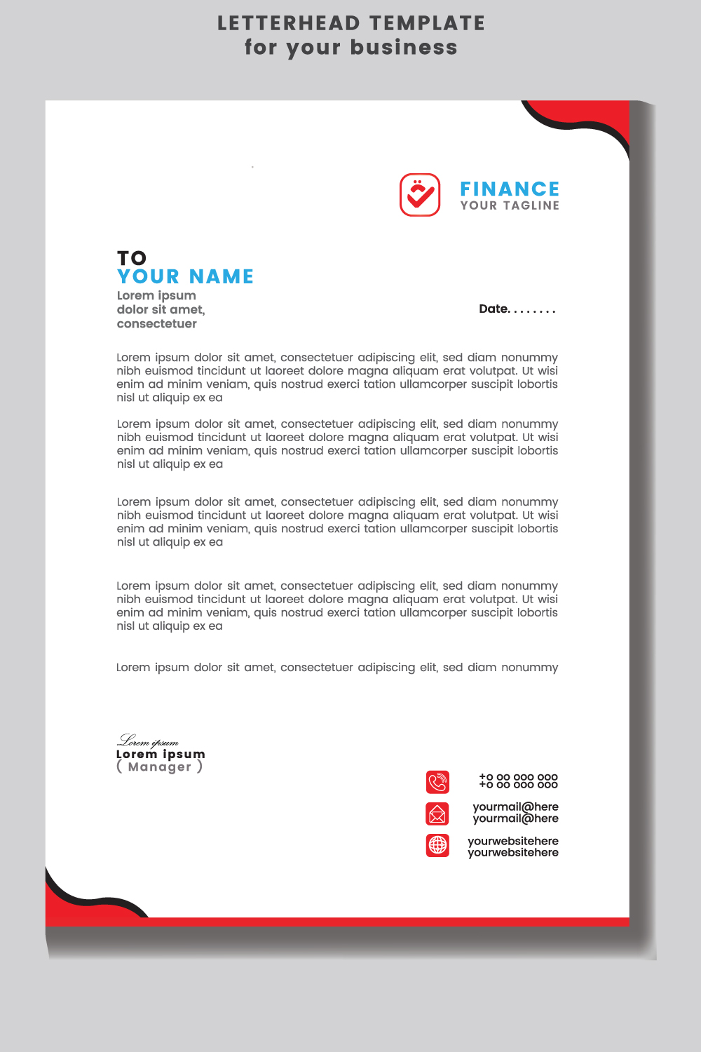 A4 size Letterhead design for your business Flyer Design Template stock illustration pinterest preview image.