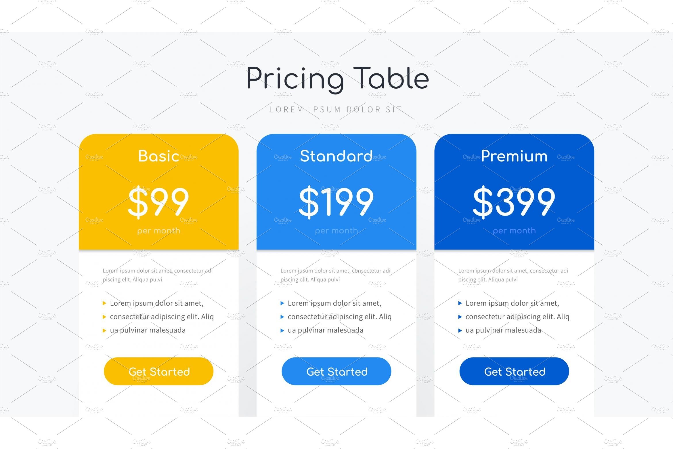 Pricing table infographic design cover image.