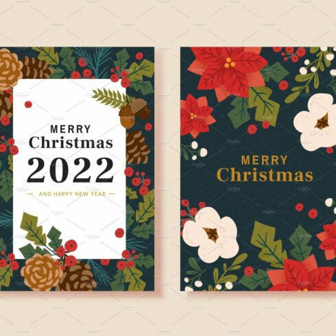 Vintage Christmas card template cover image.