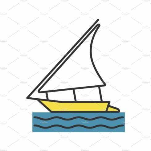 Sailing boat color icon cover image.