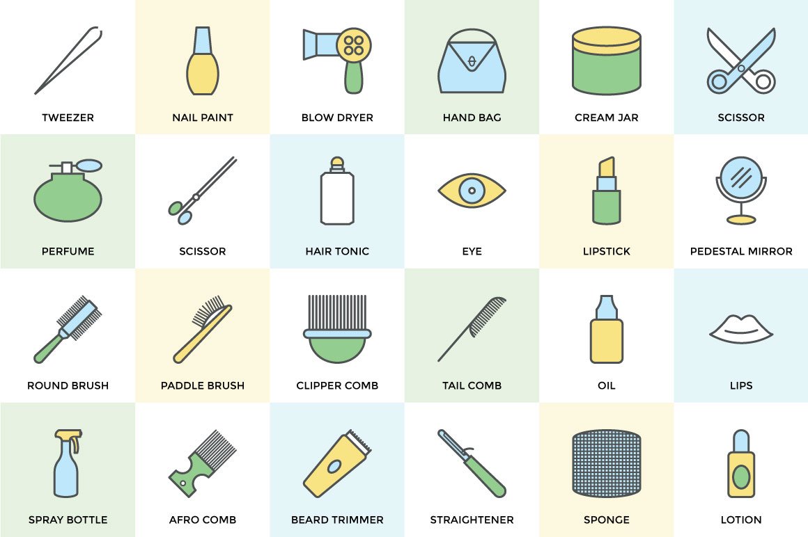 100+ Hair Salon or Barber Icons Set preview image.