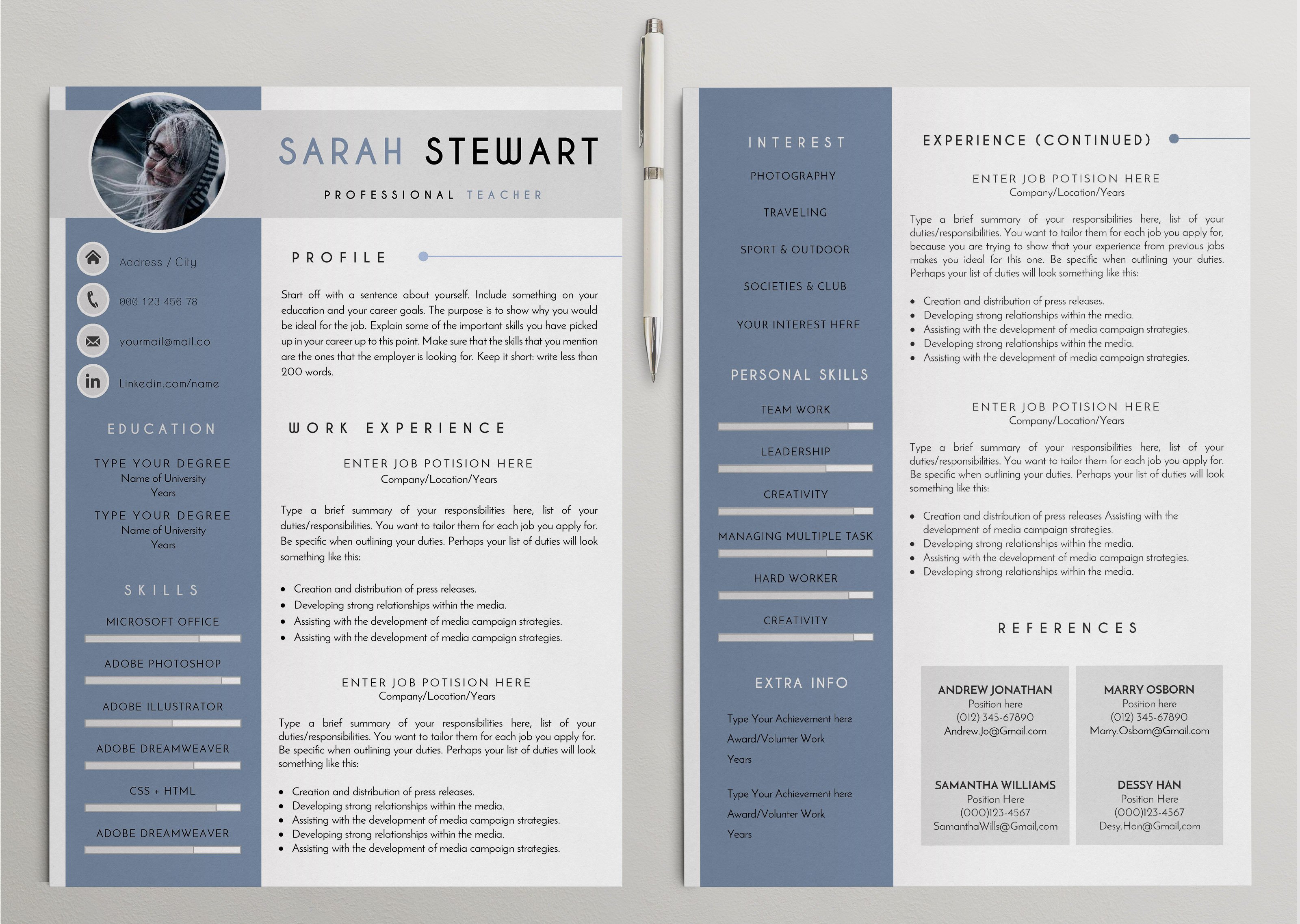 Profesional Resume Templates preview image.