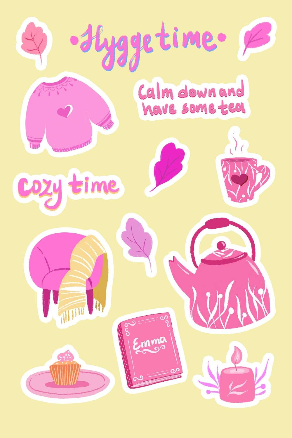 Get Cozy Printable Stickers Pack pinterest preview image.