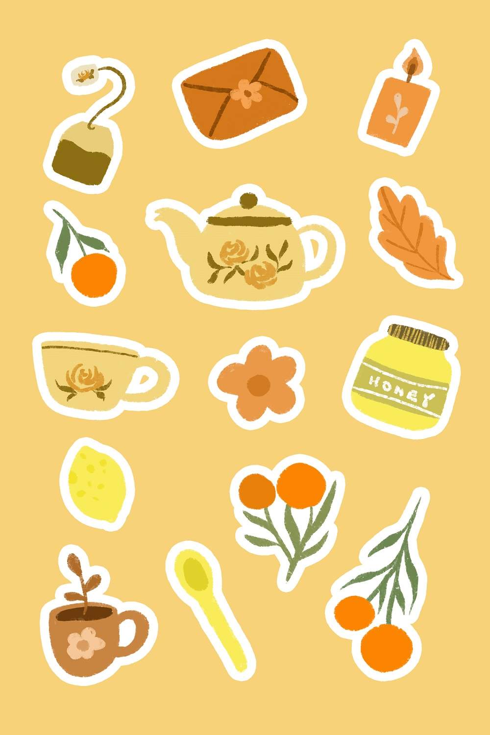 Lemon Tea Cozy Sticker Sheets Printable pinterest preview image.