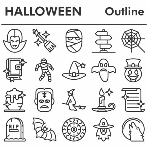 Set, halloween icons set cover image.
