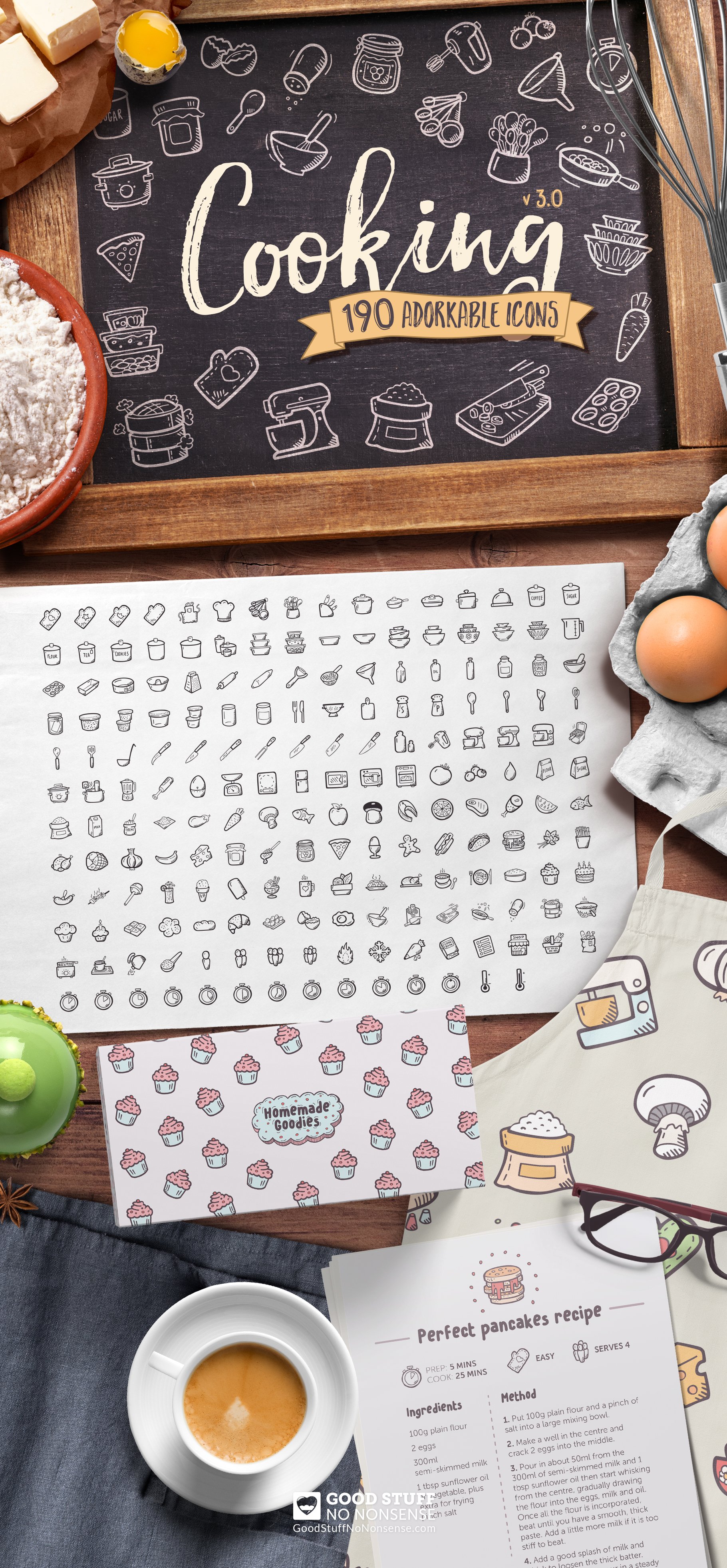 hand drawn cooking icons doodle clipart main cm 255