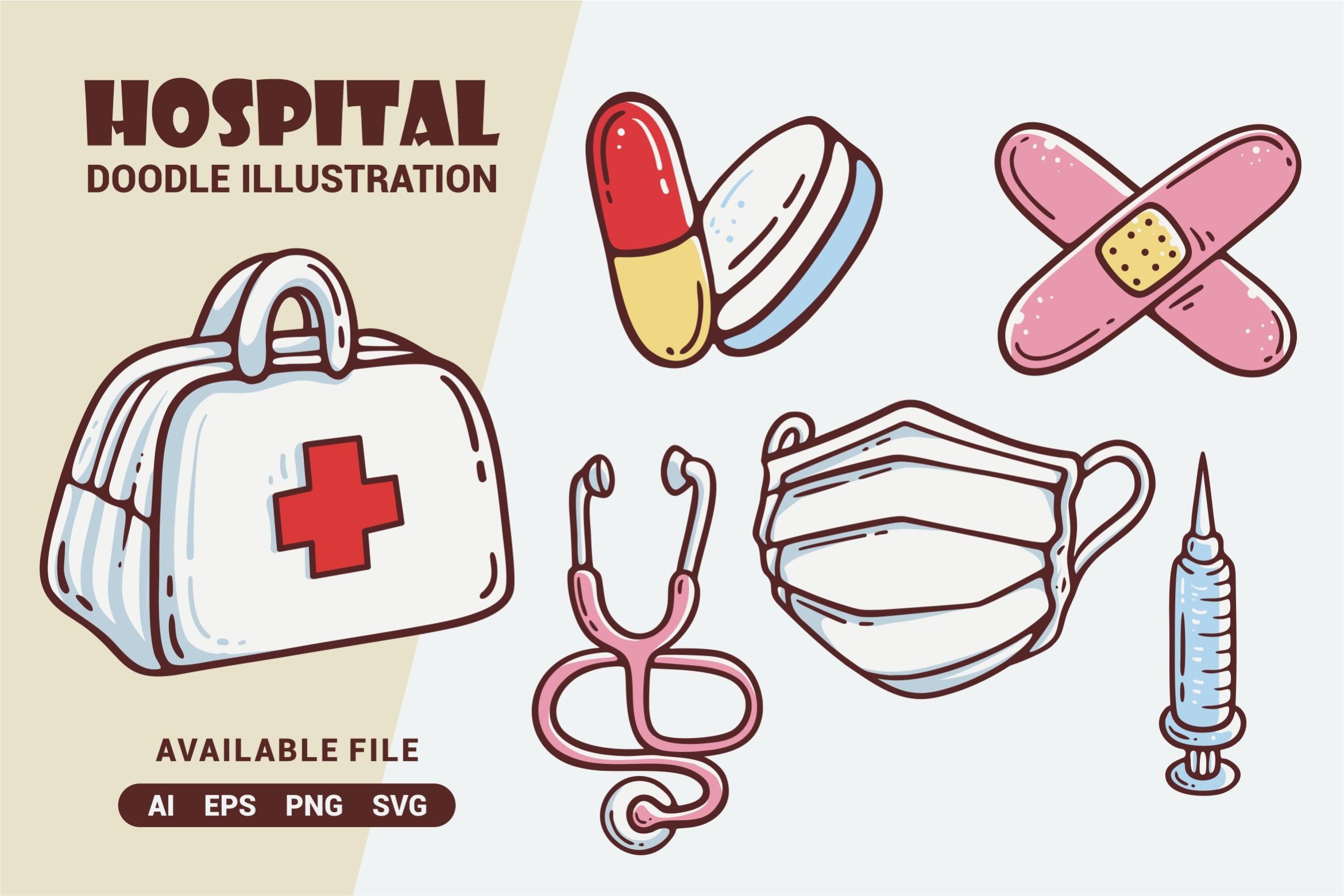 Hospital Doodle Illustration cover image.