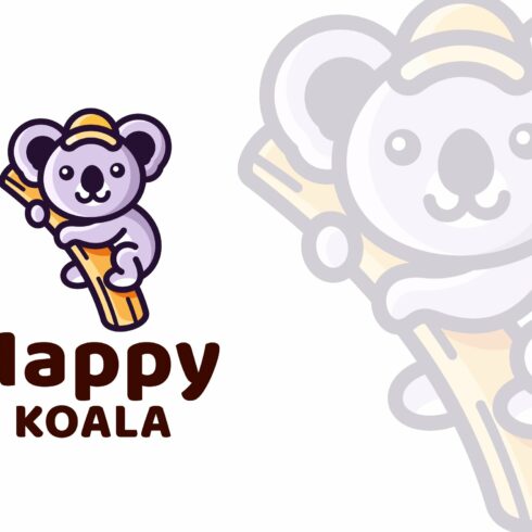 Happy Koala Cute Logo Template cover image.