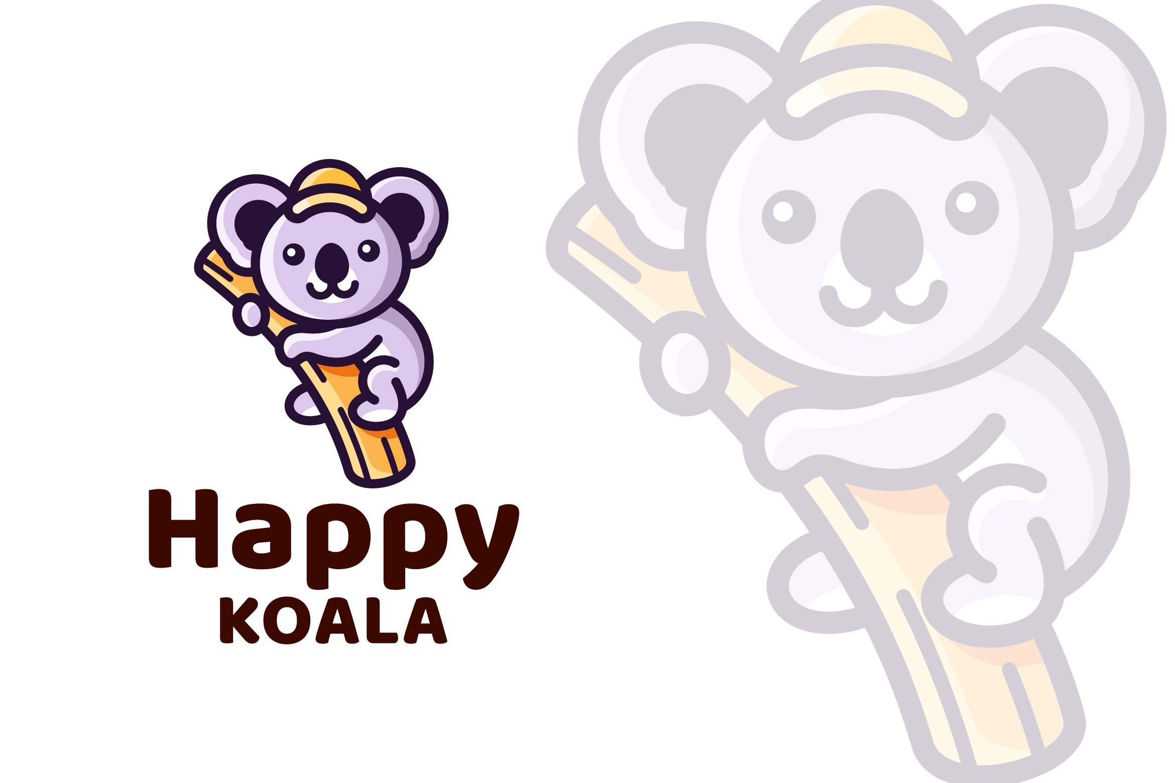 Happy Koala Cute Logo Template cover image.